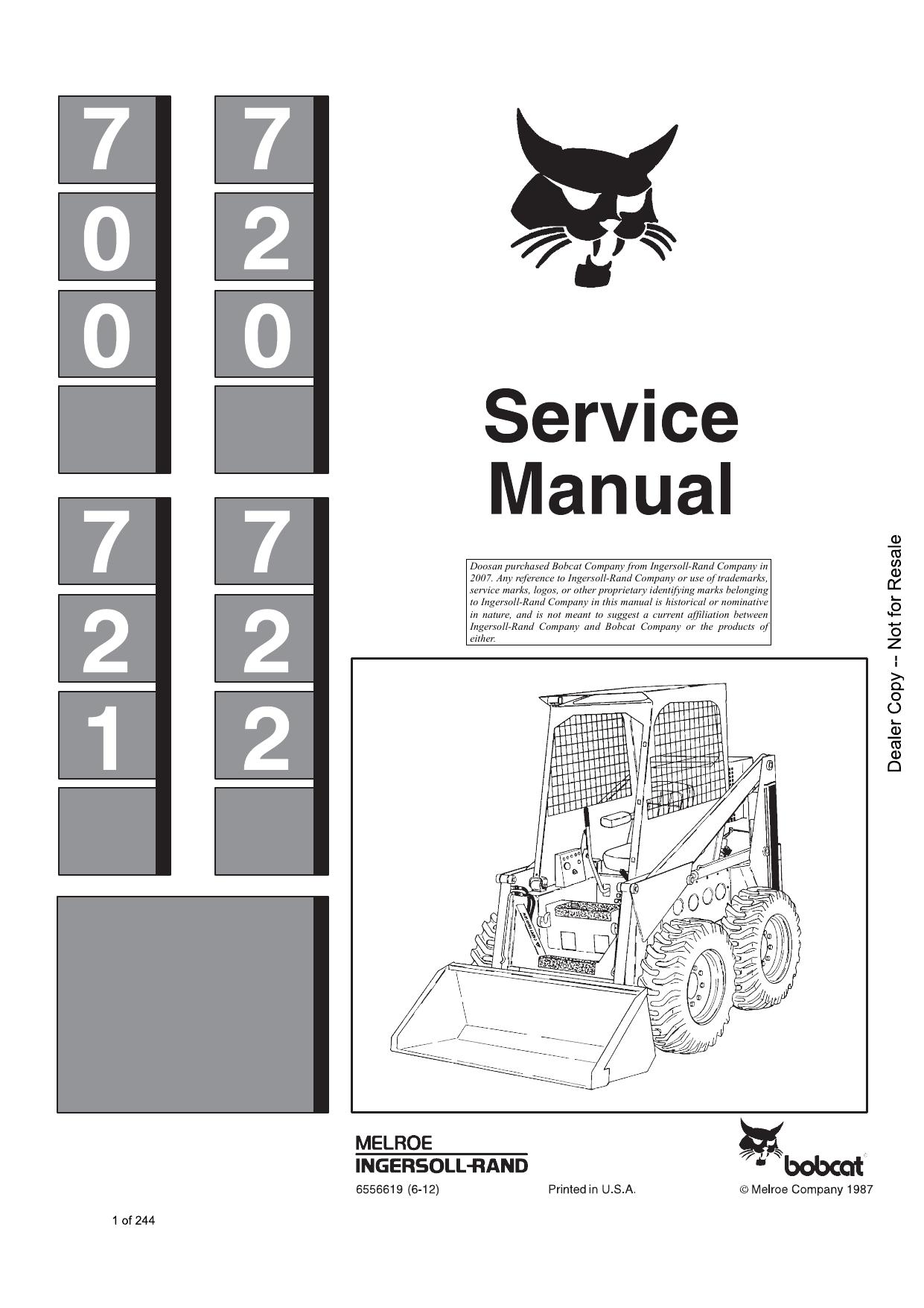 700 720 720 722 Loader Service Manual Bobcat